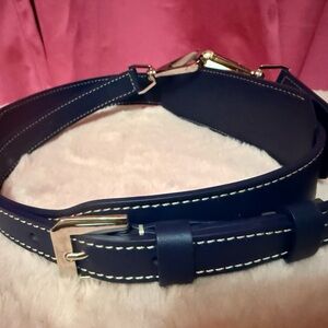 Goyard Navy Blue New shoulder strip with stitch and Silver Buckle